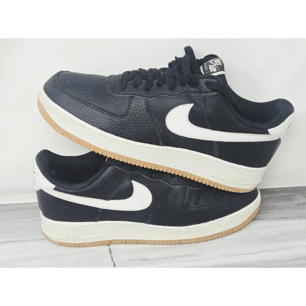 Nike Air Force 1 Low '07 Black White Pebbled Leather Shoe CT2302-002 US Men's 12